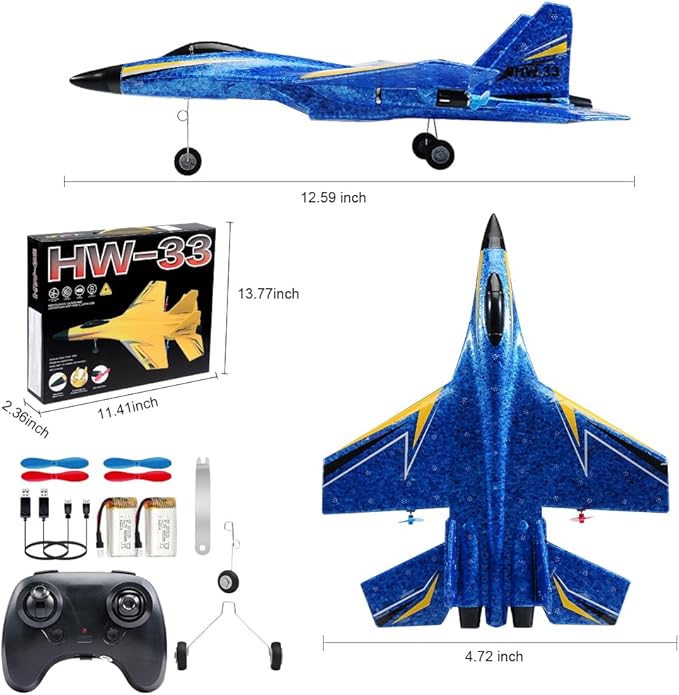 Fremego Su-27 RC Airplane2.4GHz 2 Channel Remote Control Plane with Gyro Night Lights and 2 Batteries Easy to Fly for Adults Beginners and Kids Toy