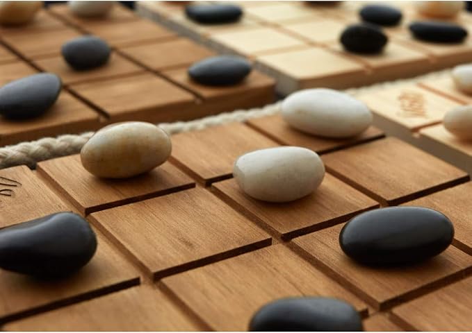 SHOBU by Smirk and Dagger: 2 Player Abstract Strategy Board Game with Wood Boards River Rocks and a Rope Beautiful Challenging and Great Gift for Couples Family Adults and Kids Ages 10 and Up