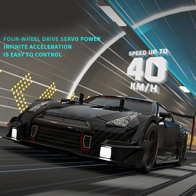 RC Drift Car 1:14 4WD 40KM/H High Speed RC Racing Car with LED Lights 2 Batteries Drifting and Racing Tires for Adults (Light Blue)