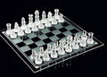10*10 Glass Chess Set Frosted and Clear Pieces Felted Bottom for Adult and Teens（Gift for Game Education）