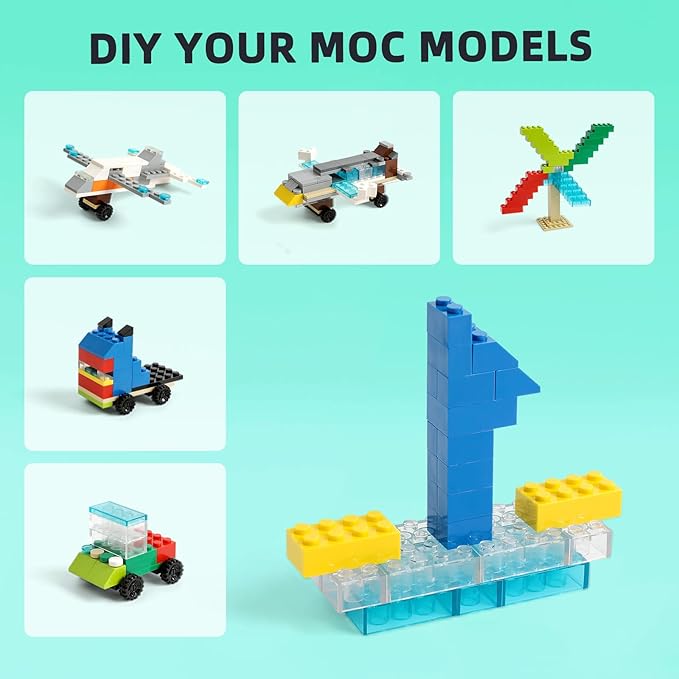 1500 Pieces Building Bricks Classic Building Bulks with 30PCS Small Flat Plates and 46PCS Wheel Parts and Pieces - Compatible with Lego and Other Brands 16 Color/18 Size
