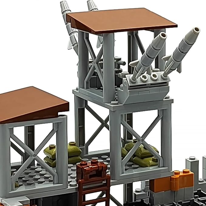 ZHX Military Base Building Brick Set for Army Minifigure War Accessories Defence Base Guard Tower Guns Weapons Building Block Toy for Kids 8 10 12 14 Years