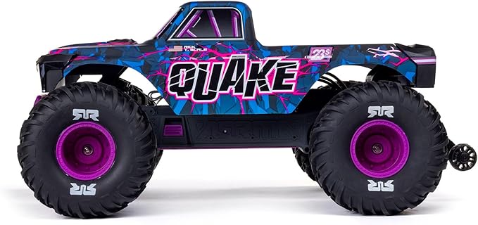 ARRMA RC Truck 1/10 Quake 223S 2WD RTR (Battery and Charger Not Included) Brushless Monster Truck Purple ARA3537T3