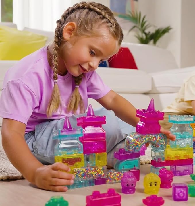 Jelly Blox Classic Castle Set | Includes 45 Pieces | Toddler &amp Preschool Building Blocks Kids Can Squeeze Stretch Squish | MESH ACCREDITED | Safety Tested &amp Ouch-Free | Sensory Play Toy for
