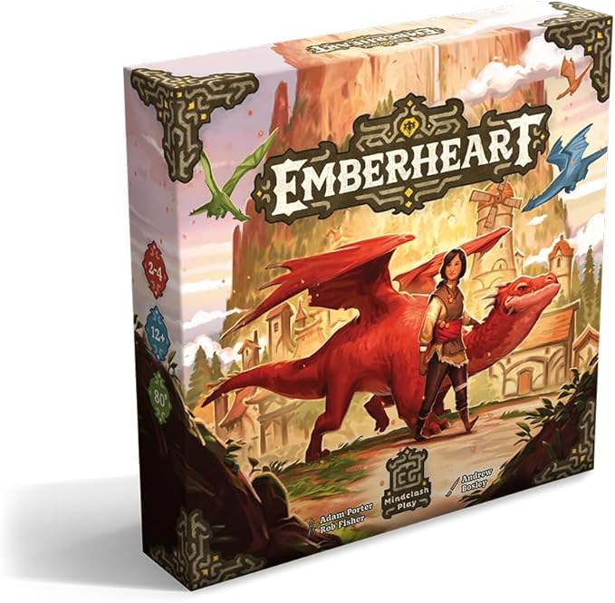 Mindclash Games Emberheart – Mid-Weight Worker Placement &amp Dragon Rescue Strategy Board Game | 2-4 Players | 60-90 Min Playtime | Fantasy Strategy Adventure