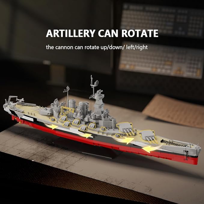 USS North Carolina (BB-55) Battleship Building Kit WW2 US Navy High-Speed Battleship a Toy Gift Warship for Military Enthusiasts and Adults (39106)