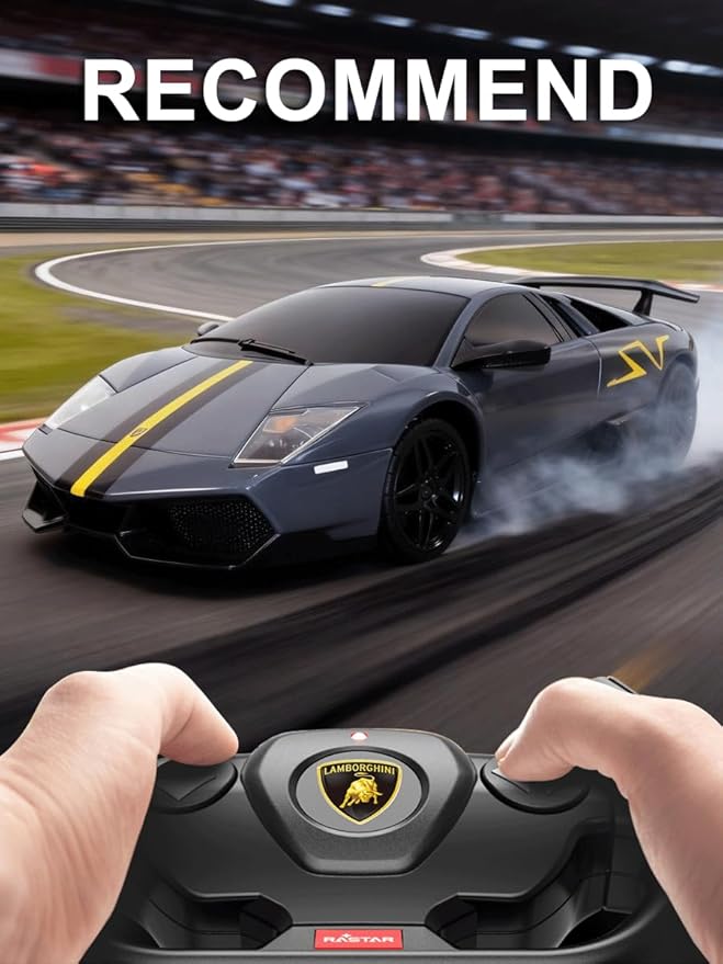 RASTAR 39001 1/24 Lamborghini RC Car - Ideal Gifts for Play &amp Display - Officially Licensed Toy Car Model with Remote Controller for Kids Teens &amp Adults - Black