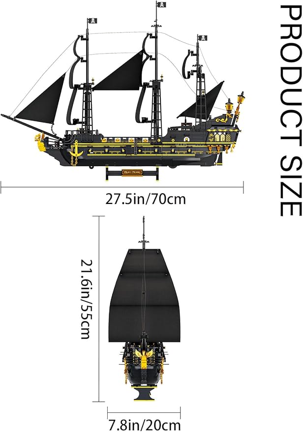 SEMKY Pirate Series Black Devil Pirate Ship MOC Building Blocks and Engineering Toy（2076 Pieces）