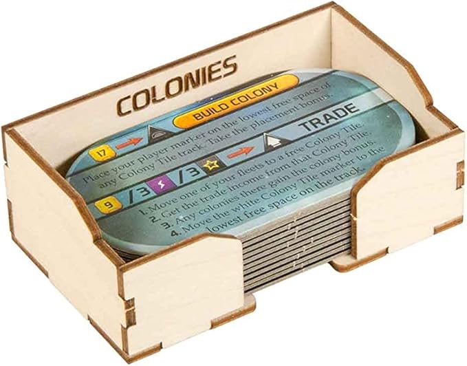 The Broken Token Terraforming Mars Compatible Expansions Game Organizer - Wood Storage Box with Multiple Trays &amp Card Shoe - Wooden Game Organizer