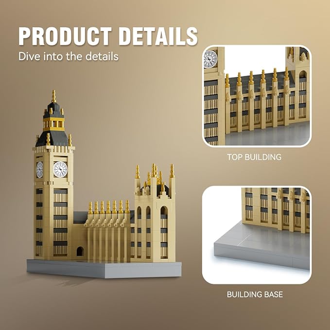 DAHONPA Micro Mini Big Ben Building Block Set (1017 Pcs) Famous Architecture Brick Toy Gifts for Adults
