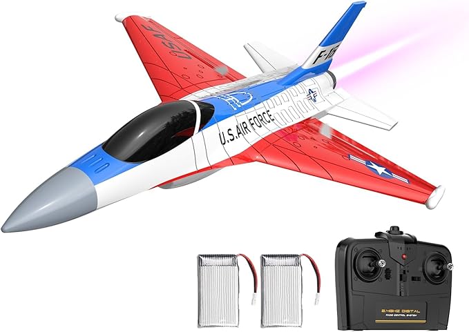 volantexrc RC Plane F-16 Fighting Falcon - 2.4Ghz 2CH Remote Control Airplane Jet Fighter Ready to Fly with Cool Lights for BeginnersAdults (762-4)