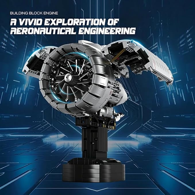 Aircraft Turbofan Engine Building Blocks Set for Adults - Powered Model with Motor STEM Engineering Toy Gifts for Builders (1786 Piece)
