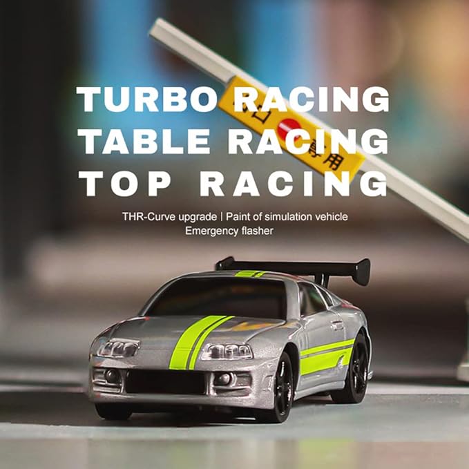 1:76 Turbo Racing Scale RC Sport Car Table Racing Remote Control Mini Model Car Full Proportional RTR Kit Toys (C73grey)
