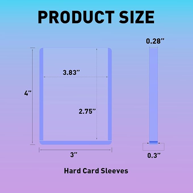 260pt 3x4 Hard Card Sleeves - 25Pcs Hard Plastic Top Loader Card Sleeves for Trading Cards Fit for Thick Baseball Basketball Hockey Football Games and Memorbilia Cards
