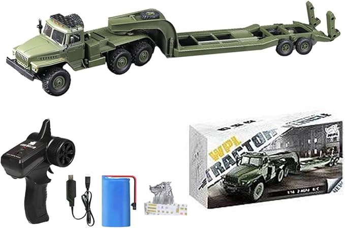 RC Semi Truck 2.4Ghz 6WD Remote Control Army Truck Trailer 41.3 Inch Large Size RC Car Toy 1/16 Scale Tractor Remote Control Electric Transport Vehicle Toy car for boy Gifts