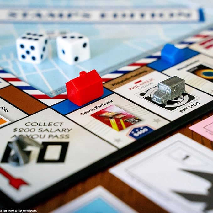 Monopoly: U.S. Stamps Edition | Buy Sell Trade Iconic &amp Collectible USPS Stamps | Classic Monopoly Game | Officially-Licensed United States Postal Service Merchandise