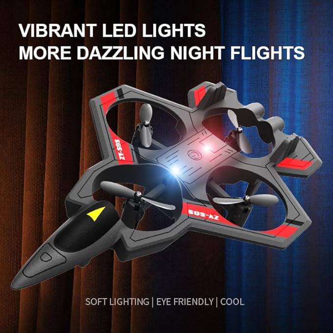 RC Planes with Light Remote Control Airplanes RC Airplane Fighter Jet 360° Flip Stunt Roll Drones for Men Remote Control Plane (White - Plastic)