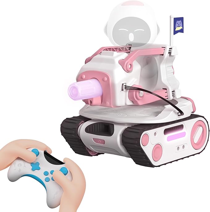 ENERGIZE LAB Panxer - RC Battle Tank Compatible with Eilik Robots Blue/Pink/DQ/Sliver Crawler Car Toys with LED Lights and 2.4Ghz Remote Control Single and Multi-Player Party Play Mode (Pink)