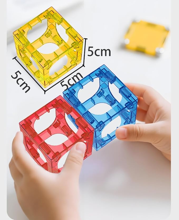 MIEBELY Magnetic Tiles 112 PCS Magnetic Maze Building Blocks Toy for Kids with Glowing Ball Magnet Marble Run Set STEM Education Toddler Toy Building Block Gifts for Boys and Girls 3 4 5 6 7 8 9