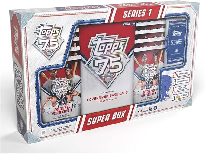 2026 Topps Baseball Series 1 Super Box Trading Card Box (Exclusive 5 Card Silver Foilboard Pack)