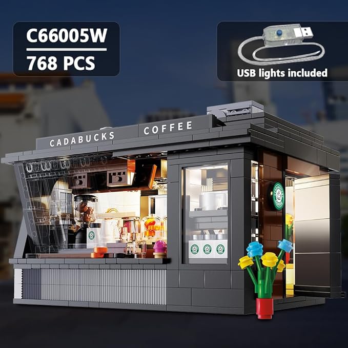 CaDA Master C66005W Japanese Coffee House Building SetMOC Construction Coffee Shop Modular Buildings with Lights768PCS City House Idea Collect Gift for Adults