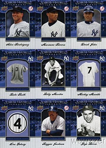 2008 Upper Deck Yankees Stadium Legacy Complete 100 Card Set $47 Becket Book Value. Incudes Derek Jeter Mickey MantleJoe DimaggioBabe RuthLou Gehrig and Many More !