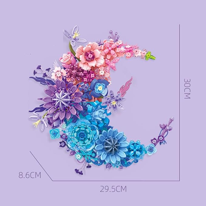 Flower Bouquet Building SetArtificial Flowers Botanical Collection Blocks Kit for WomenTeen Girls 8+ Gift for Mother's Day Valentine Birthday Christmas(977PCS) (Pink)
