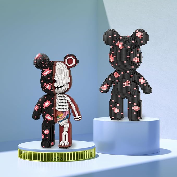 HOOLEDAY Animal Graffiti Skeleton Bear Micro Building Blocks Set（7220PCS） Toy Gift for Adults and Kids