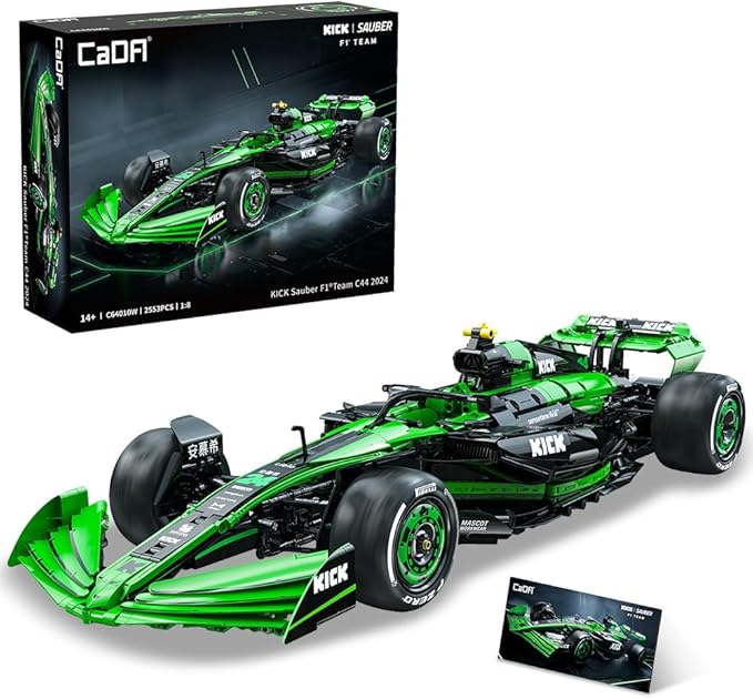 CaDA C64010W Kick Sauber F1 Team C44 Racing Building SetMOC 1:8 F1 Building Block CarFormula 1 Championship Super Car Model for Adults (2553pcs)