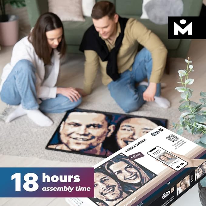 Color M Custom Photo Mosaic Building Set | DIY Craft Kit for Brick Wall Art Creation from Any Photo | Personalized Gift | Framed Building Blocks Portrait | Pixel Art Building Kit 20x30 in