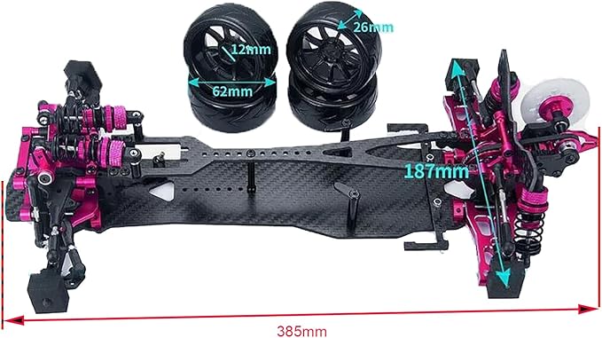 Alloy Carbon CF Chassis D5S Frame Kit Remodel Belt Drive Version 1/10 2Rear-Wheel Drift Car (Pink)