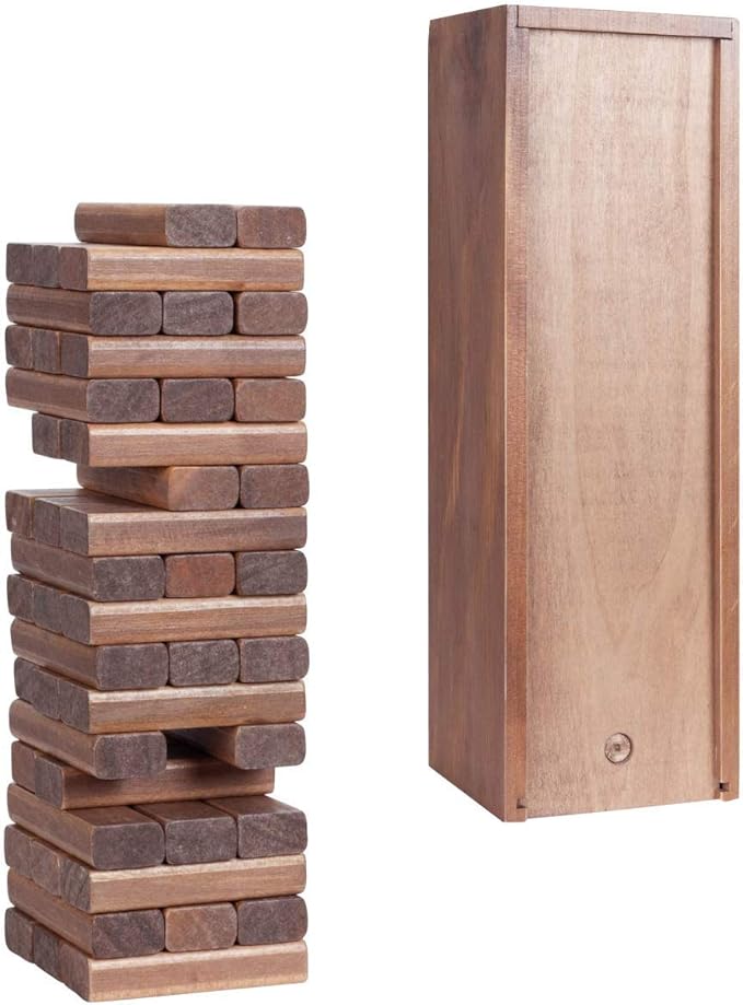 WE Games Wooden Block Stacking Party Game for Adults Tumble Tower Wedding Guest Book Alternative Tabletop Games Includes Storage Case 12 inches