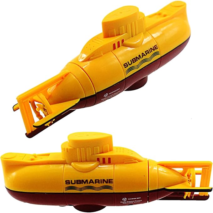 Tipmant Mini RC Submarine Toy Remote Control Boat Electric Dive for Fish Tank Water Tube Kids Gift Yellow