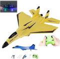 Remote Control Wireless Airplane Toy - 2.4Ghz Su-35 RC Plane Airplane Glider Plane Drone Foam RC Fighter Plane Jet with Lights Drop-Resistant Fighter Glider Remote Control Air Planes Toy (Yellow)
