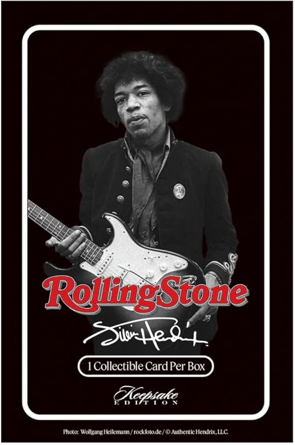 2025 Rolling Stone Jimi Hendrix Keepsake Premiere Edition Box: 1 Blind-Wrapped Card Per Box Authentic Gems &amp Metals 200 Unique Cards