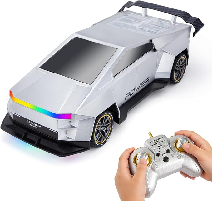 Remote Control CarAll Terrain 2.4GHz RC Truck for 3-12 Year Old Boys Electric Vehicle RC Car with LED Lights for Kids Birthday Gifts for Kids (Silver)