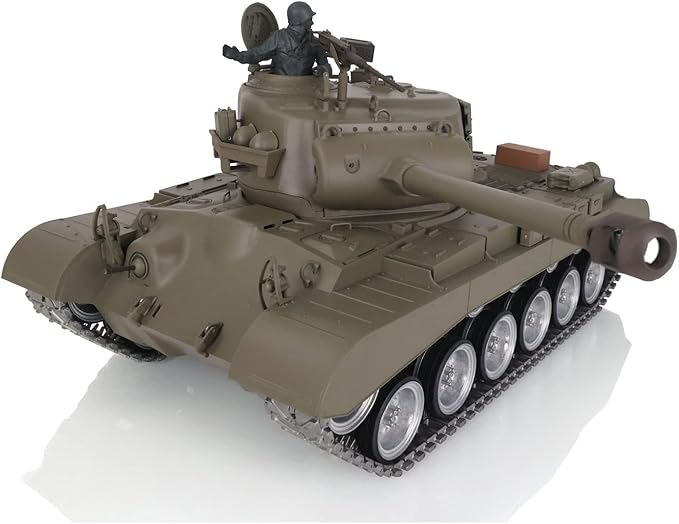 Heng Long US in Stock RC Tank 1/16 Customized 7.0 M26 Pershing RTR 3838 Idle Smoking Metal Tracks Wheels 360° Rotating Turret Infrared Combat Lifting Barrel Light Sound Airsoft Tank