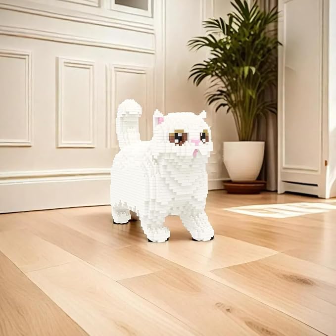 Larcele Cat Micro Building Blocks Animal Set DIY Mini 3D Building Toy Bricks Kit1196 Pieces KLJM-05 (Persian Cat)