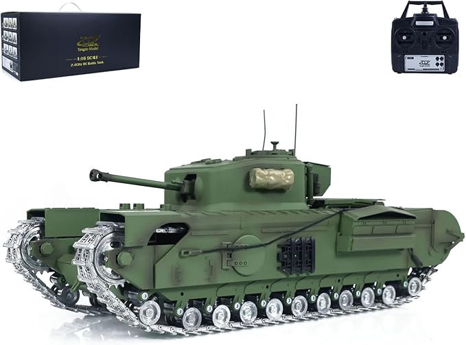 TOUCAN RC HOBBY US in Stock TD 1/16 RC Military Tank Churchill Mk.VII Metal Tracks Infrared Battle RTR Model