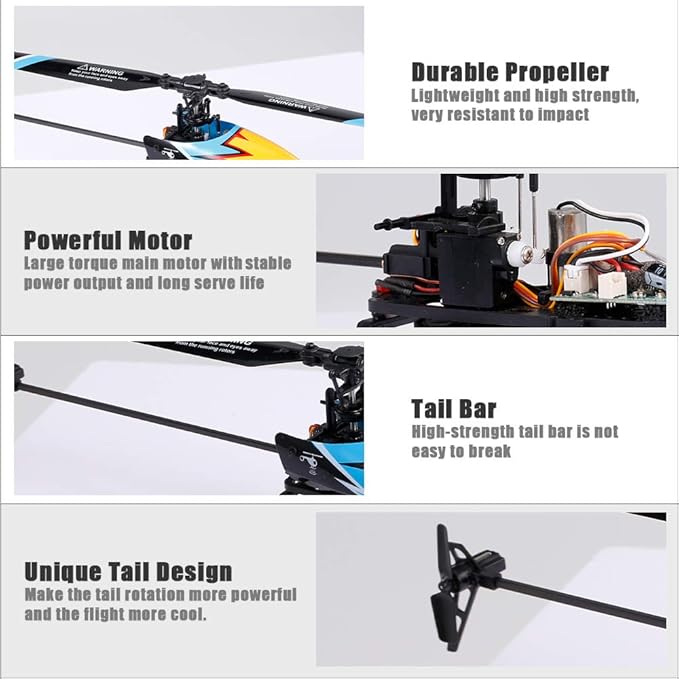 GoolRC C129 RC Helicopter for Adults 4 Channel 2.4Ghz Remote Control Helicopter with 6-Axis Gyro Aileronless RC Aircraft with Altitude Hold and 3 Batteries (Blue)
