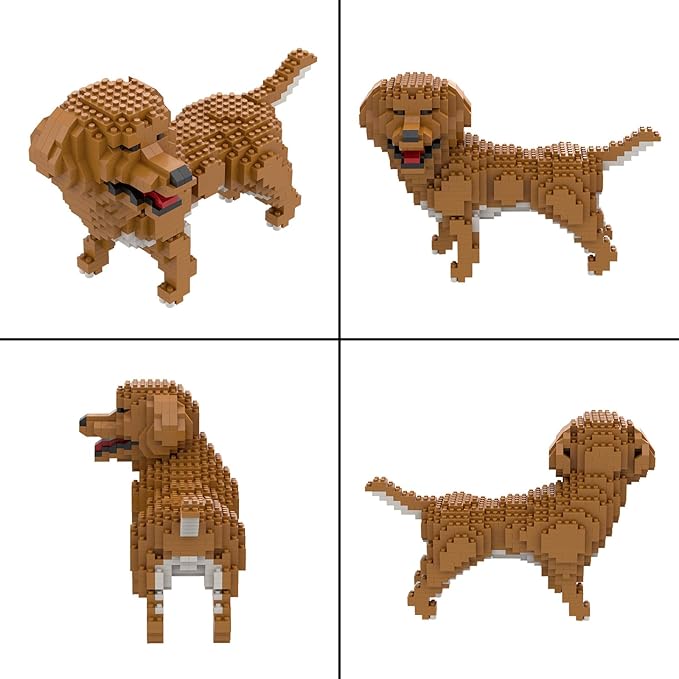 Larcele Micro Building Blocks Animal Set DIY Mini 3D Building Toy Bricks824 Pieces KLJM-05(Golden Retriever)