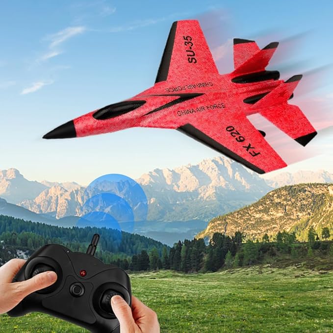2026 New Remote Control Airplane Gravity Glider Foam RC Fighter 360° Remote Control Glider Airplanes with Lights Airplane Model (Yellow)
