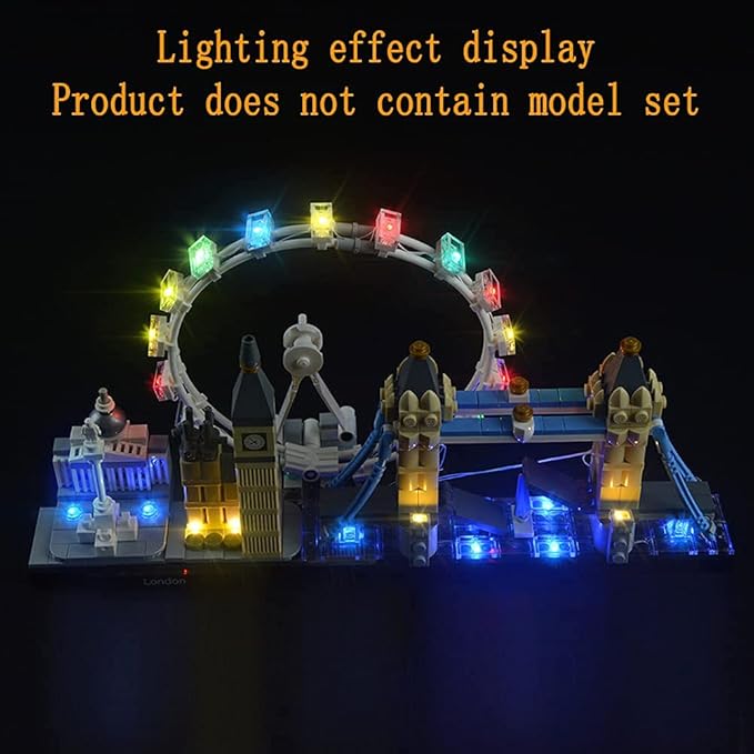 Upgraded Version Light Kit for Architecture London Skyline Collection Compatible with Lego 21034 Landmark Building Bricks Model (Model Set Not Included)