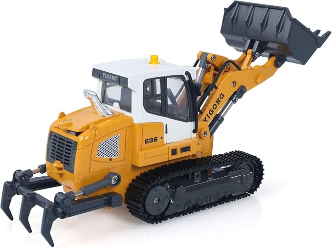 TOUCAN RC HOBBY 1/50 RC Tracked Loader Electric Lifting Radio Control Model Vehicle Metal Openable Bucket Tracks Ripper Soil Loosening Hook for Ages 14+