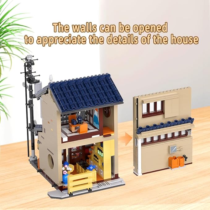 Japanese Tea House Mini Building Set with LED - Japanese Street View Simulation Architecture Construction ToyMini Brick 1219pcs