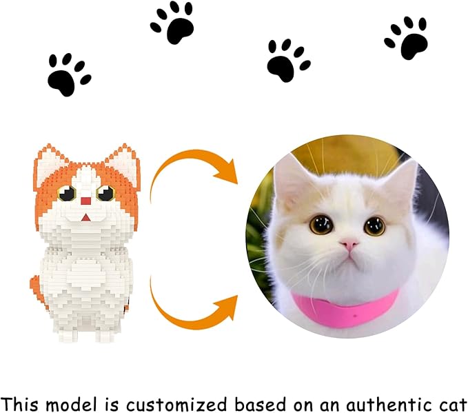 Larcele Micro Building Blocks Set DIY Mini Building Toy Bricks for Age Over 12 Years 1296 Pieces KLJM-05 (Munchkin Cat-Orange)