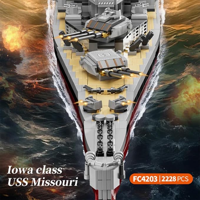 USS Missouri Aircraft Carrier Battleship Building Toys Set WW2 Navy Warship Battleship Building Set Military Building Block Set for Teens and Adults Army Toy for Collectors(2228 PCS)