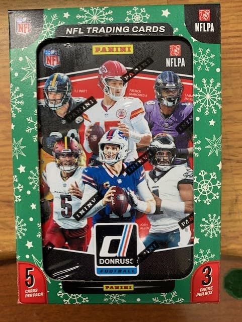 2025 Donruss Football Winter Tin with 15 Trading Cards + 3 Toploaders