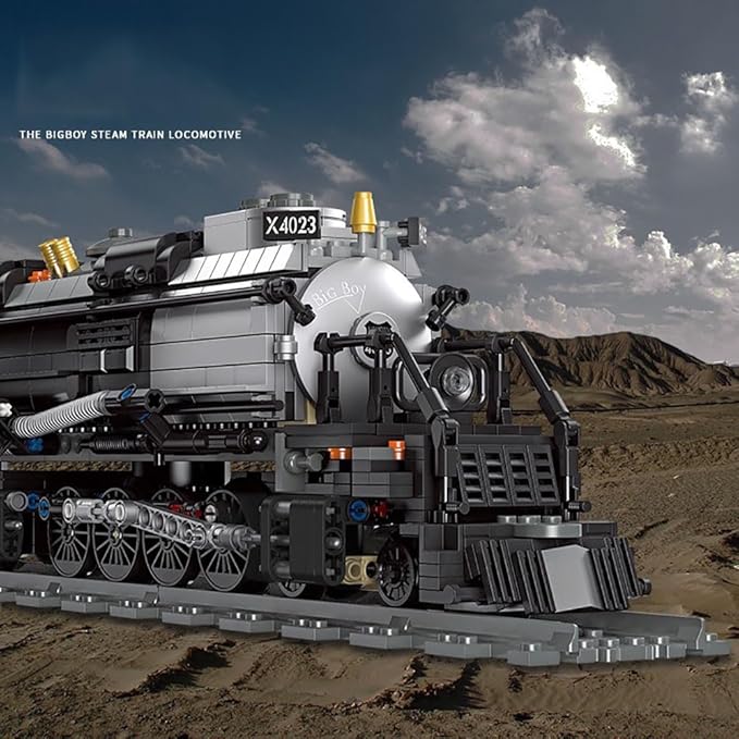 BIGBOY Steam Train Building Kit and Engineering Toy BIGBOY Locomotive with Track Display Set Collectible Steam Locomotive Display Kit Gift for Train Lovers(1608Pieces)