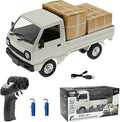 WPL D12 Mini RC Truck for Adults 1/16 Scale 20km/h 2.4G 4CH Remote Control Crawler High-Speed Climbing Truck with LED Lights Cargo Drift Car - RTR / 2 Batteries